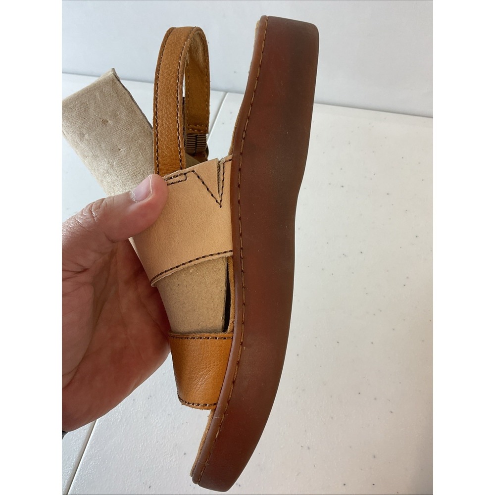 Women’s Two-Tone Tan & Beige Leather Slingback Sandals - Picture 9 of 15